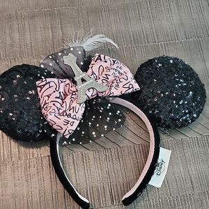 Disney Black Sequin Ears with Pink Bow